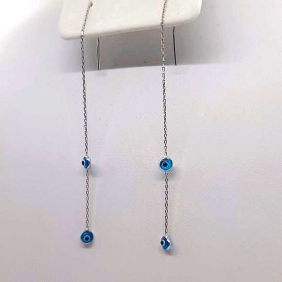 Lucky Evil Eye Earrings,925 Sterling Silver - Picture 3 of 4